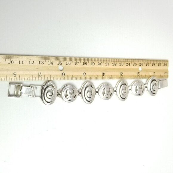 Vintage Brighton Contempo Open Oval Scroll Link Silver Plate Bracelet, Panel - Picture 6 of 8